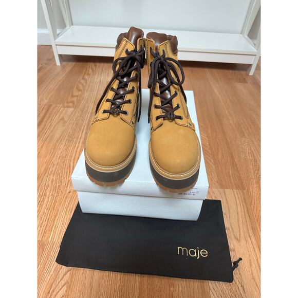 NEW Maje Brown Nubuck Combat Boots Brown size 40 - Picture 5 of 10
